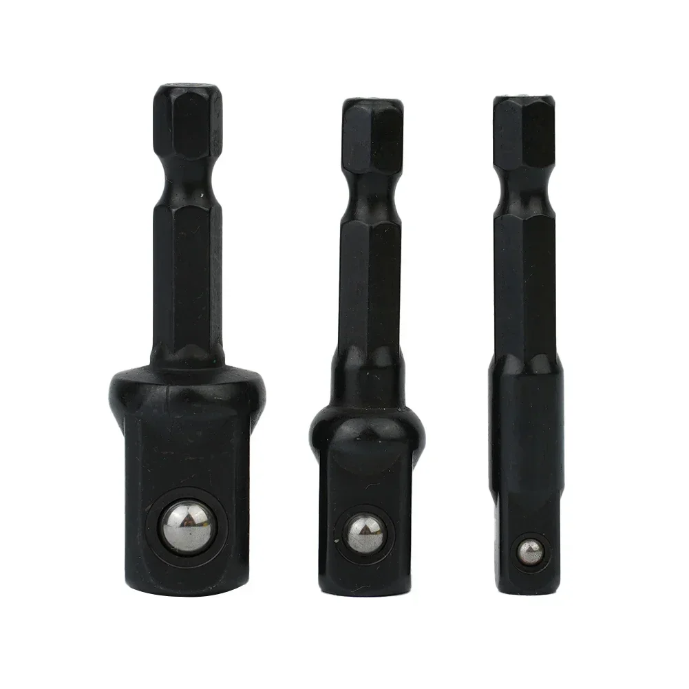 

3pc Impact Socket Adapter 1/4 3/8 1/2Inch Nut Driver Sockets Hex Shank Extension Drill Bits For Electric Screwdriver Tool