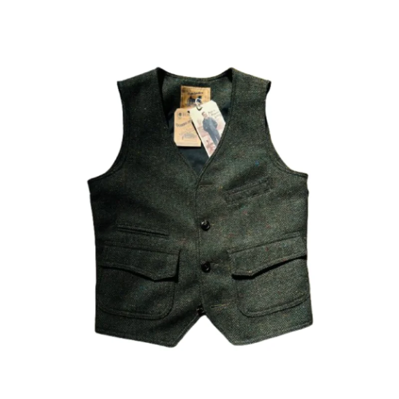

Men's Color Speckled Tweed Vest, V-neck Classic Elegant Style Waistcoat