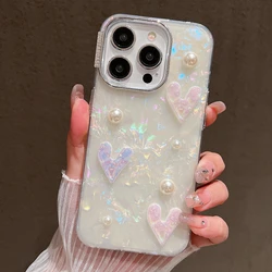Luksusowe perłowe etui na telefon z gradientowym wzorem w kształcie serca do Huawei P40P P50 Pro 50 60 Pro Mate 30 odporne na wstrząsy miękkie etui
