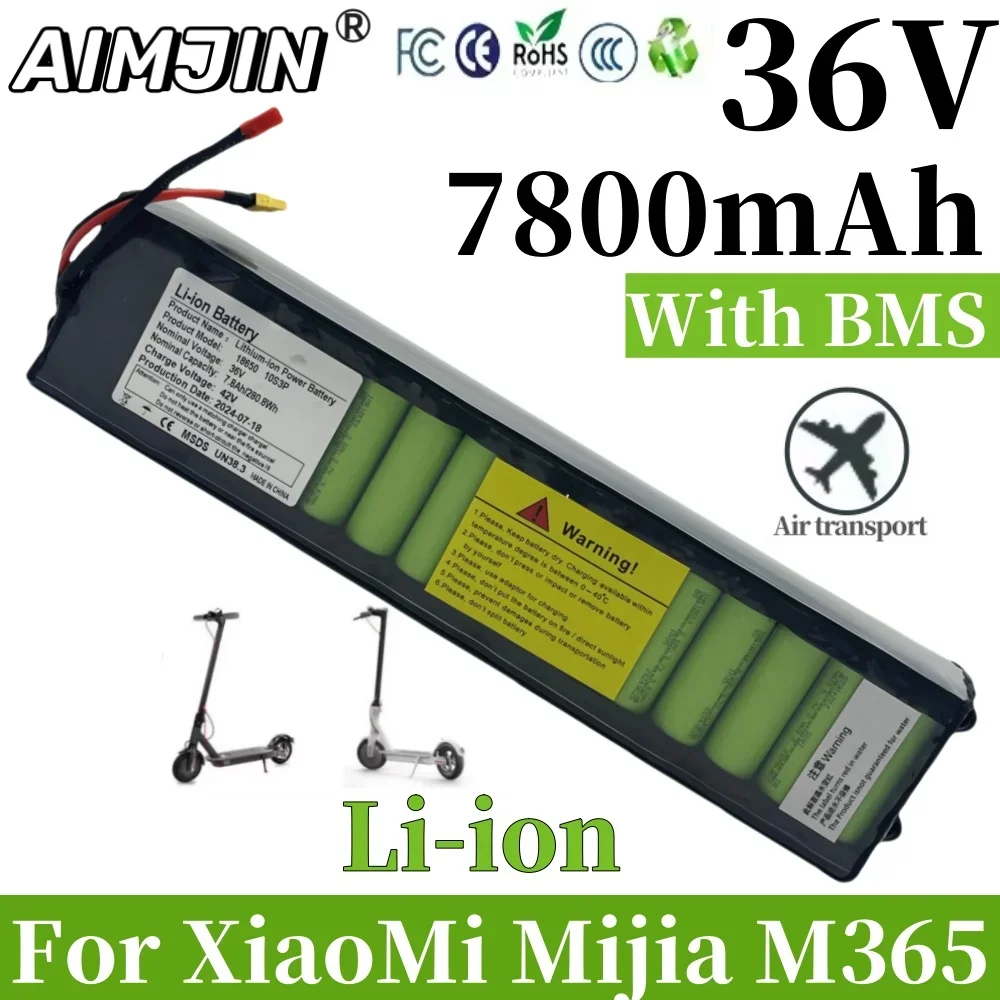 

For Xiaomi M365 Electric Scooter 7800mAh 36V Li-ion Battery Pack Built-in BMS Protection Long-Lasting Range Without communica