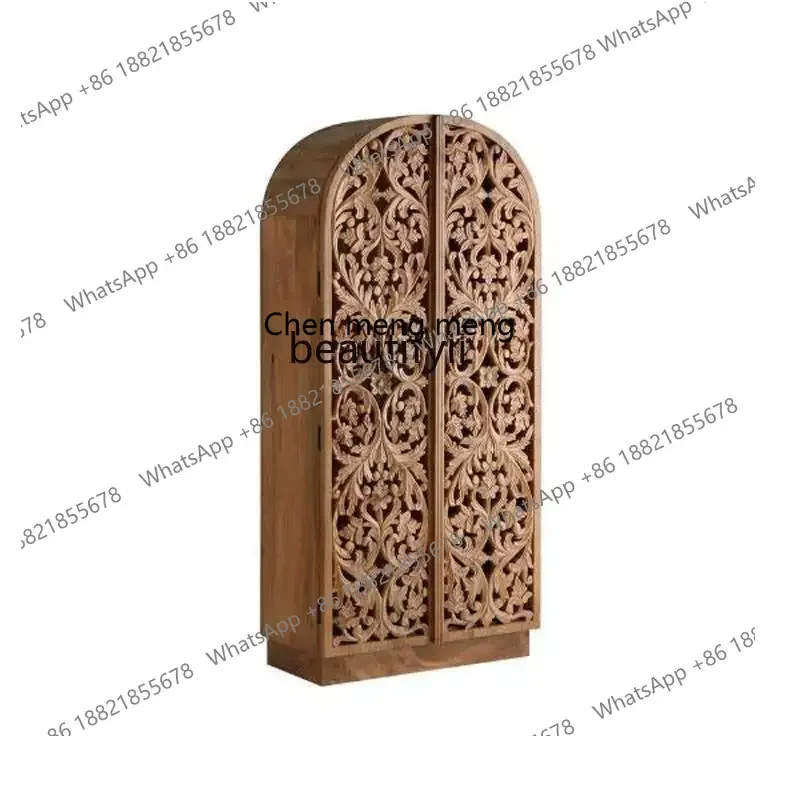 

X Hollow carved solid wood wardrobe French retro dining side locker bedroom bed and breakfast furniture