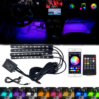Led Car RGB Interior Ambient Light Foot Strips Light Kit Backlight Remote App Music Control Neon Auto Atmosphere Decoration Lamp