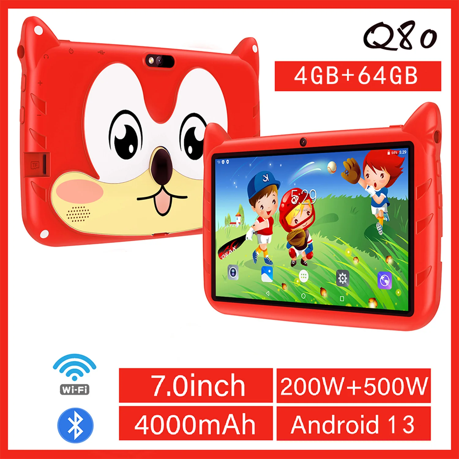 2024 New 5G WiFi 7 Inch Study Education Kids Tablet Quad Core 4GB RAM 64GB ROM Dual Cameras Children\'s Gift Tablet Pc Android 13