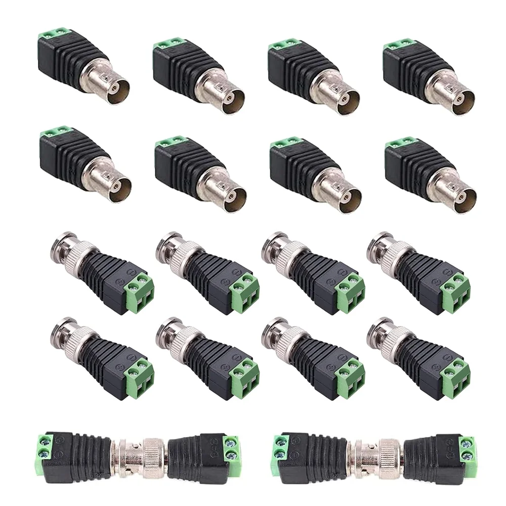BNC To Cat5e Adapter Male Connectors And Solderless Female Video Balun Connector Screw Camera Terminal Plug