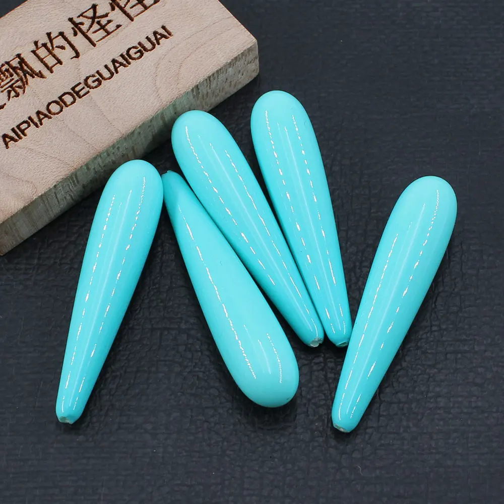 APDGG 5 Pcs A013 40mm Blue Color Shell Teardrop Pendant Jewelry making accessories