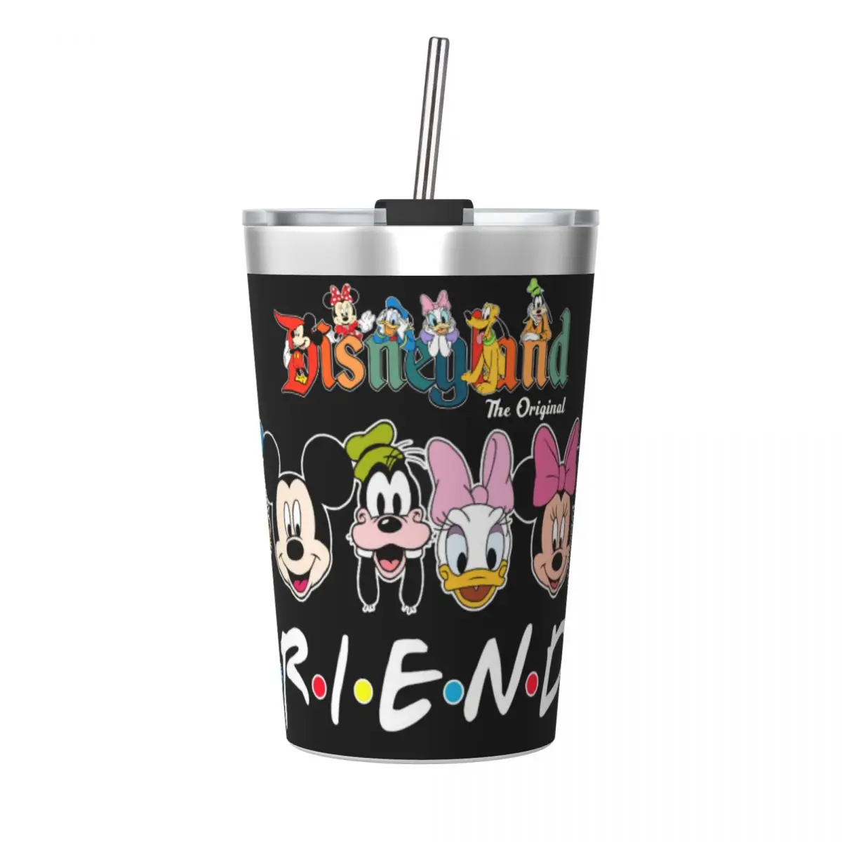 Cartoon Micky Minnie Mouse Friends Tumbler 12oz for Kids Stainless Steel Vacuum Insulated Fun Goofy Cup With Straw for Cold Hot