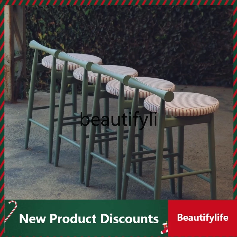 

Second-Hand Household Solid Wood Bar Stool Modern Simple High Stool New Chinese Style Island Stool