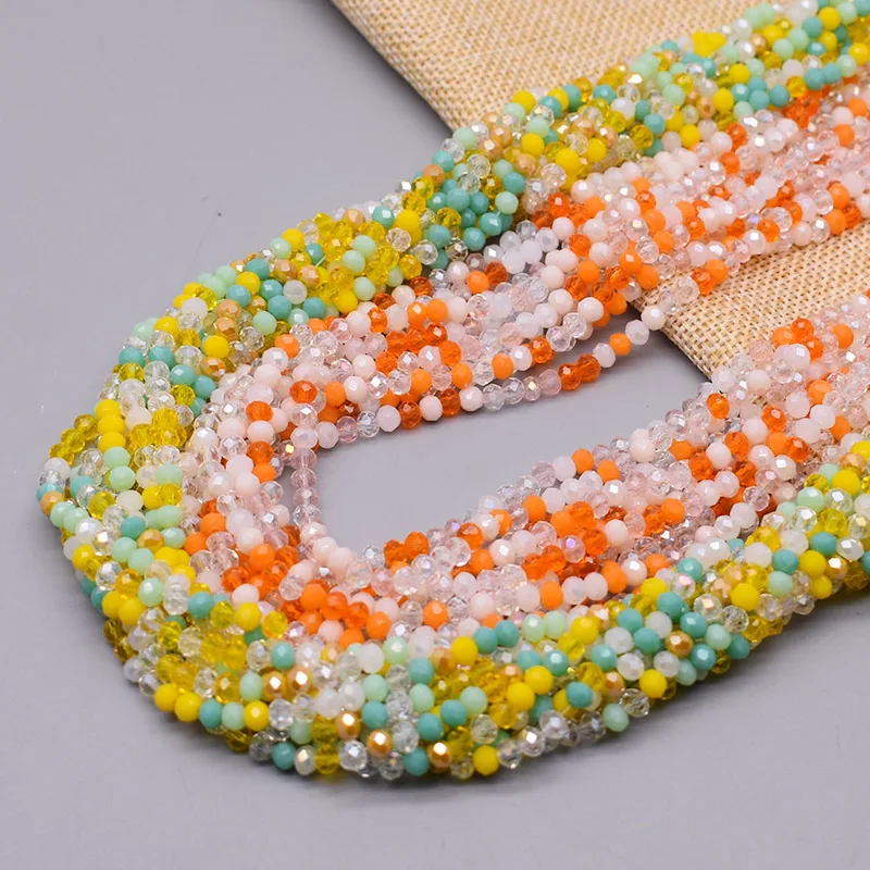 New Bright Color 4mm Crystal Rondell Faceted Crystal Glass Beads Beach Loose Spacer Beads for Jewelry Making DIY Necklace