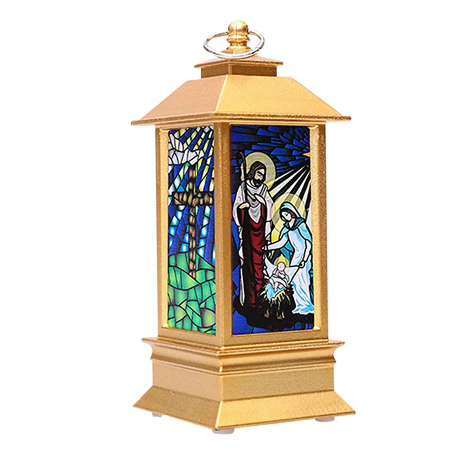 Jesus Lantern Gold Candle Lantern LED Lamp Christmas Ornament for Table Centerpiece Bedroom Garden Decor view 6