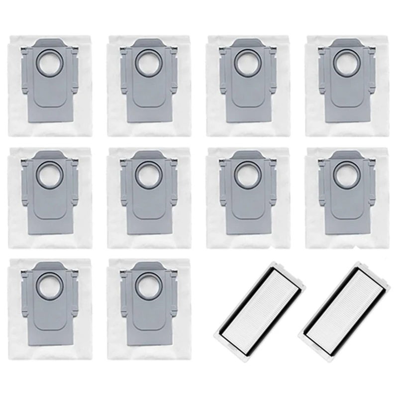 أكياس مكنسة Q Revo لقطع غيار المكنسة الكهربائية Roborock Q Revo، P10، 10 أكياس غبار و2 فلتر