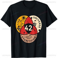 Hot Sale 42 Answer To Life Universe and Everything Science Vintage T-Shirt Casual Fashion Streetwear Man Tshirt Loose Women Tees