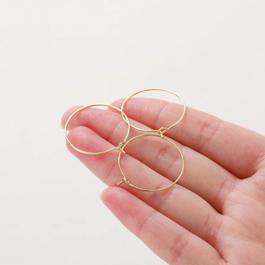 10pcs/lot 15mm 20mm 25mm 14K 18K Gold Big Earing Wire Hoops Circle Ear Loop For DIY Jewelry Making Earing Decortion Accessories