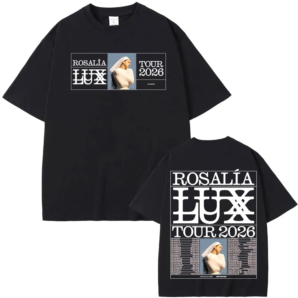 ROSALIA LUX tour 2026 T-SHIRT 2026 ROSAIA Same As Official Website High Quality Tee-shirt 100%Cotton Harajuku Round Neck TEES