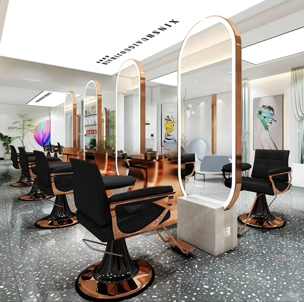 barber shop mirror single and double-sided floor-to-ceiling hair salon mirror table hair salon hair cut mirror