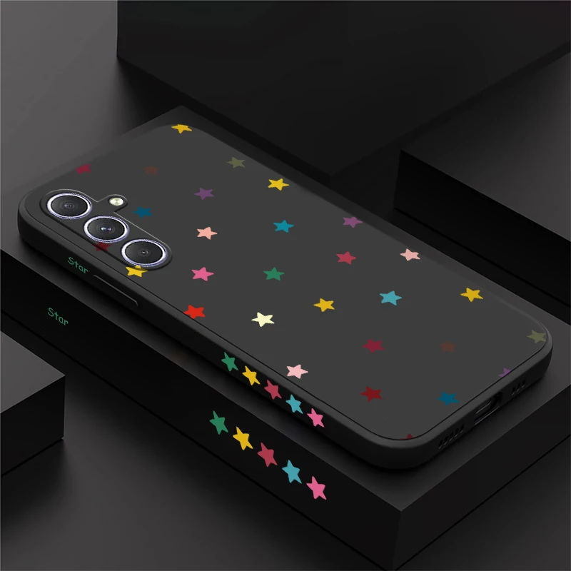 Print Stars Phone Case For Samsung Galaxy A07 A06 A05 A05S A51 A71 A21S A31 A60 A50 A04 A04E Matte Silicone Soft TPU Cover