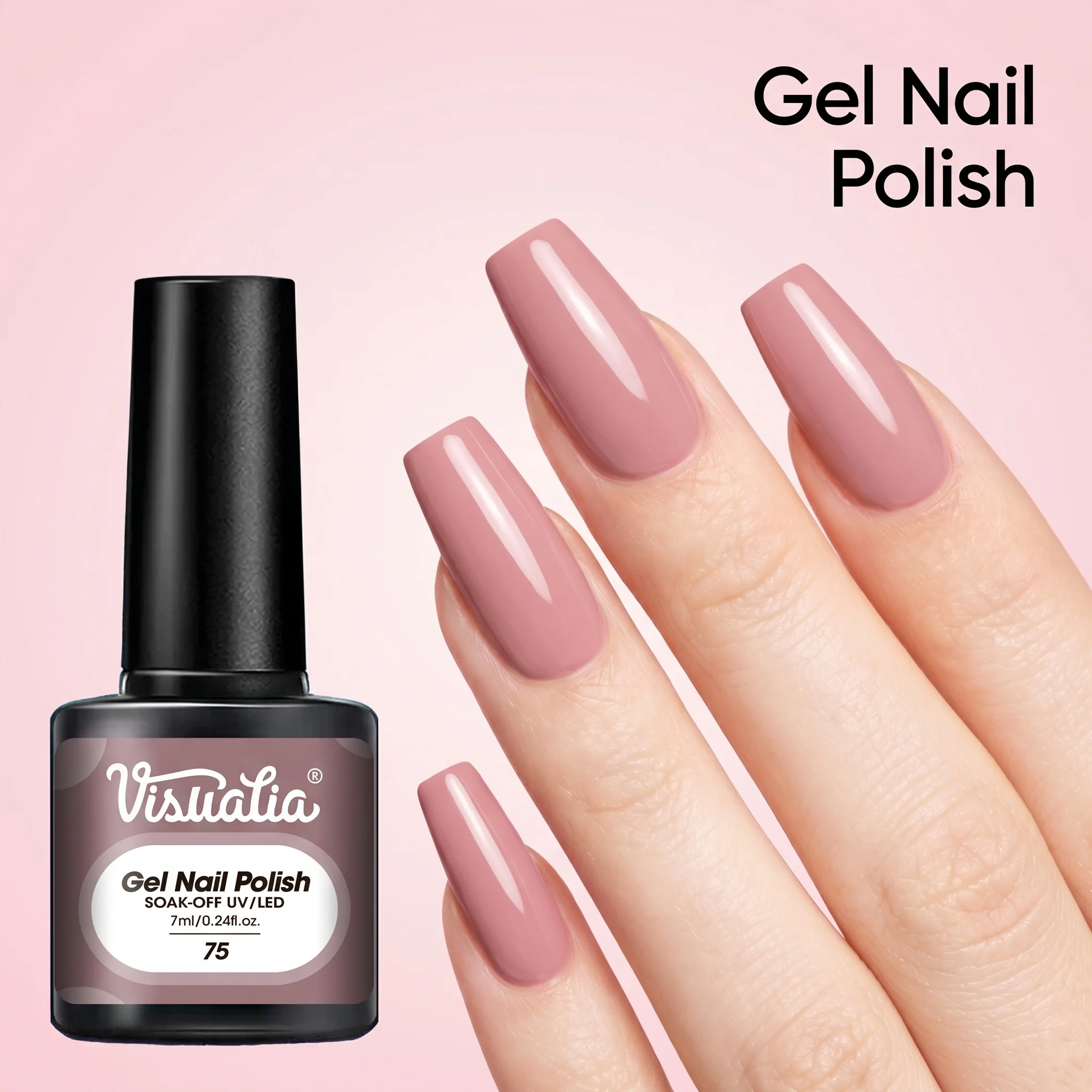 

New nude pink gel nail polish, suitable for LED/light curing, salon grade, solid color, single bottle, ideal for beginners, wome