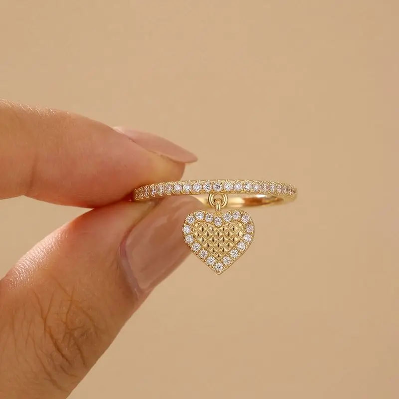 

Trendy Heart-Shaped Cubic Zircon Rings for Women Silver Colour Gold Colour High Quality Female Accessories Wedding Party Jewelry