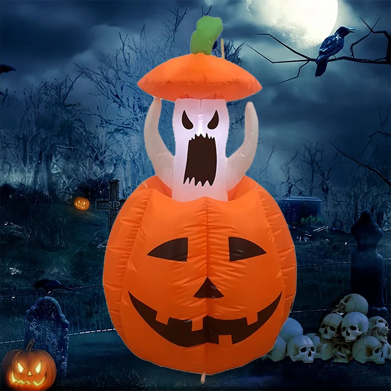 

1.2M Halloween Inflatable Ghost from Pumpkin Air Model Garden LED Luminous Ornament Ornament