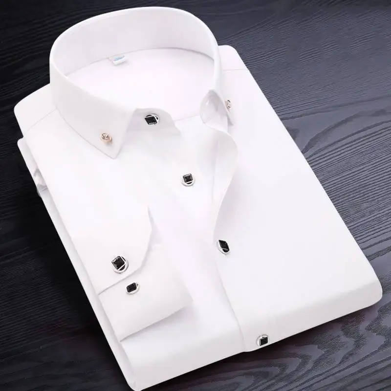 

Spring Men's Long-sleeved Workwear Solid Color Men's Business Casual Shirt