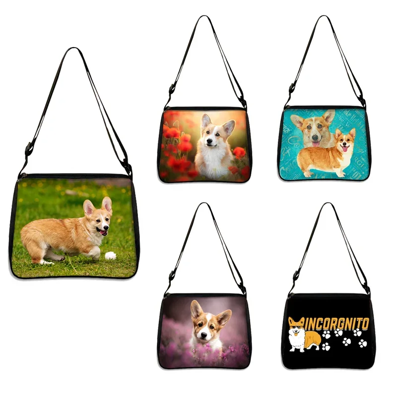 Cartoon Corgi Dog Print Messenger Bag borsa da donna bassotto Pug Clutch Girl borsa a tracolla ForTravel Casual Tote Bags