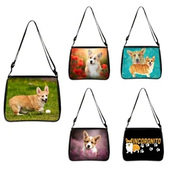 Cartoon Corgi Dog Print Messenger Bag Women Handbag Dachshund Pug Clutch Girl Shoulder Bag ForTravel Casual Tote Bags