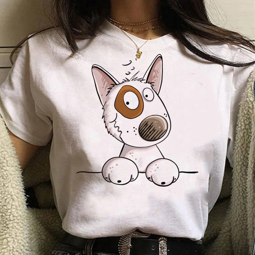 Bull Terrier top women Japanese streetwear Y2K Tee girl 2000s streetwear designer clothing