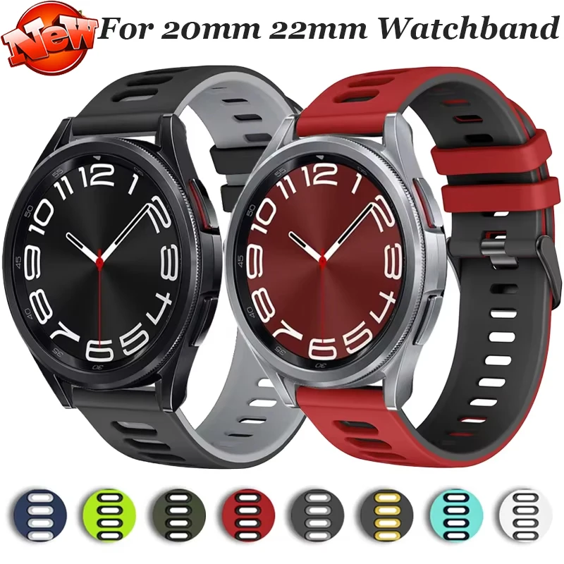 22 مللي متر 20 مللي متر سيليكون حزام لساعة سامسونج جالاكسي 7/6/5/4/ساعة هواوي 5 4 GT5-4-3 برو نغمتين سوار معصمه Amazfit GTR 4