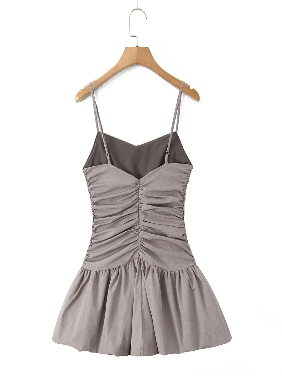 Rétro épicé fille Sle Strapl épissure plissé Bloomer ort Dr Slim Fit usage quotidien printemps saison dames Faion Dr