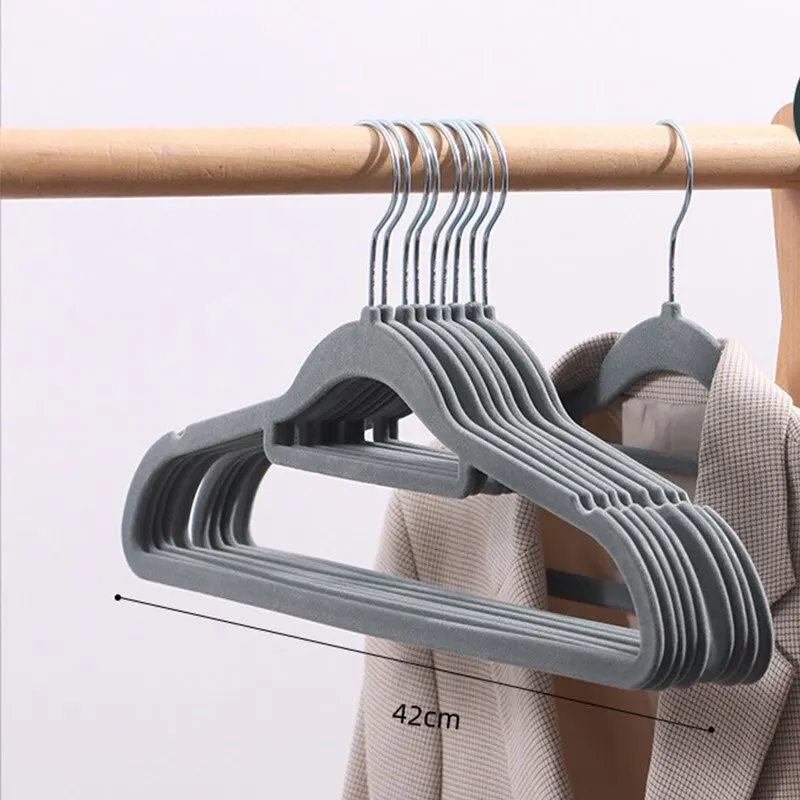 5pcs Thickened Non-trace Flocking Rack Household Dry and Wet Non-slip Rack Multi-functional Adult Plastic Clothes Hanging