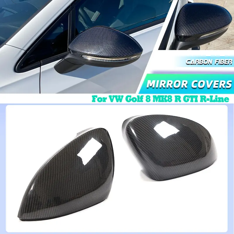 

Real Carbon Fiber Car Rearview Mirror Covers for VW Golf 8 MK8 R GTI R-Line 2020UP Replacement Mirror Caps Shell With Side Assit