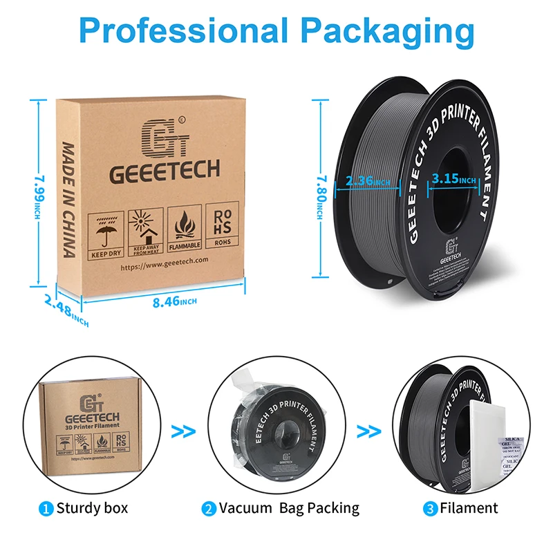 Geeetech 1kg 1.75mm Matte PLA 3D Printer Filament  Vacuum Packaging Overseas Warehouses A variety of Colors Fast Ship