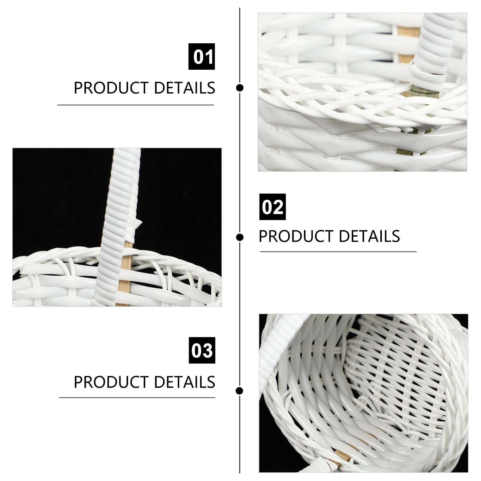 

6Pcs Durable Woven Baskets Rattan Storage Natural Texture Country Style Picnic Planting Baskets