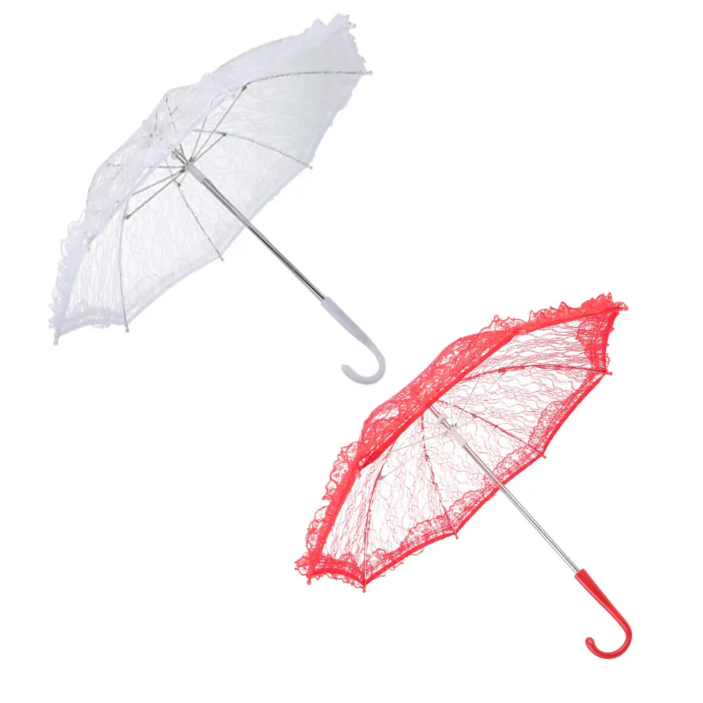 2Pcs Large Delicate Lace Umbrella Photography Prop for Wedding Bridal Photoshoot Vintage Tea Party Dance Performance Elegant