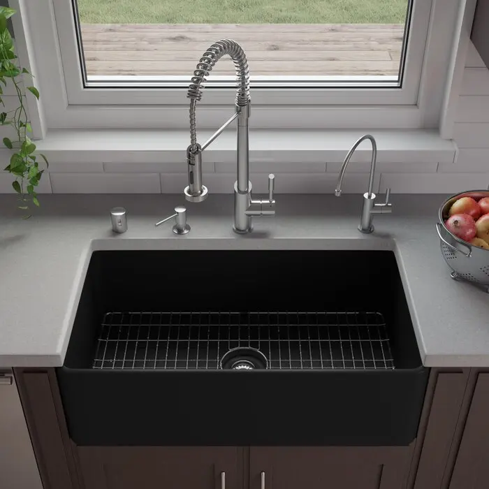 36 inch Matte Black Fireclay Farmhouse Kitchen Sink North America Ceramic Sink