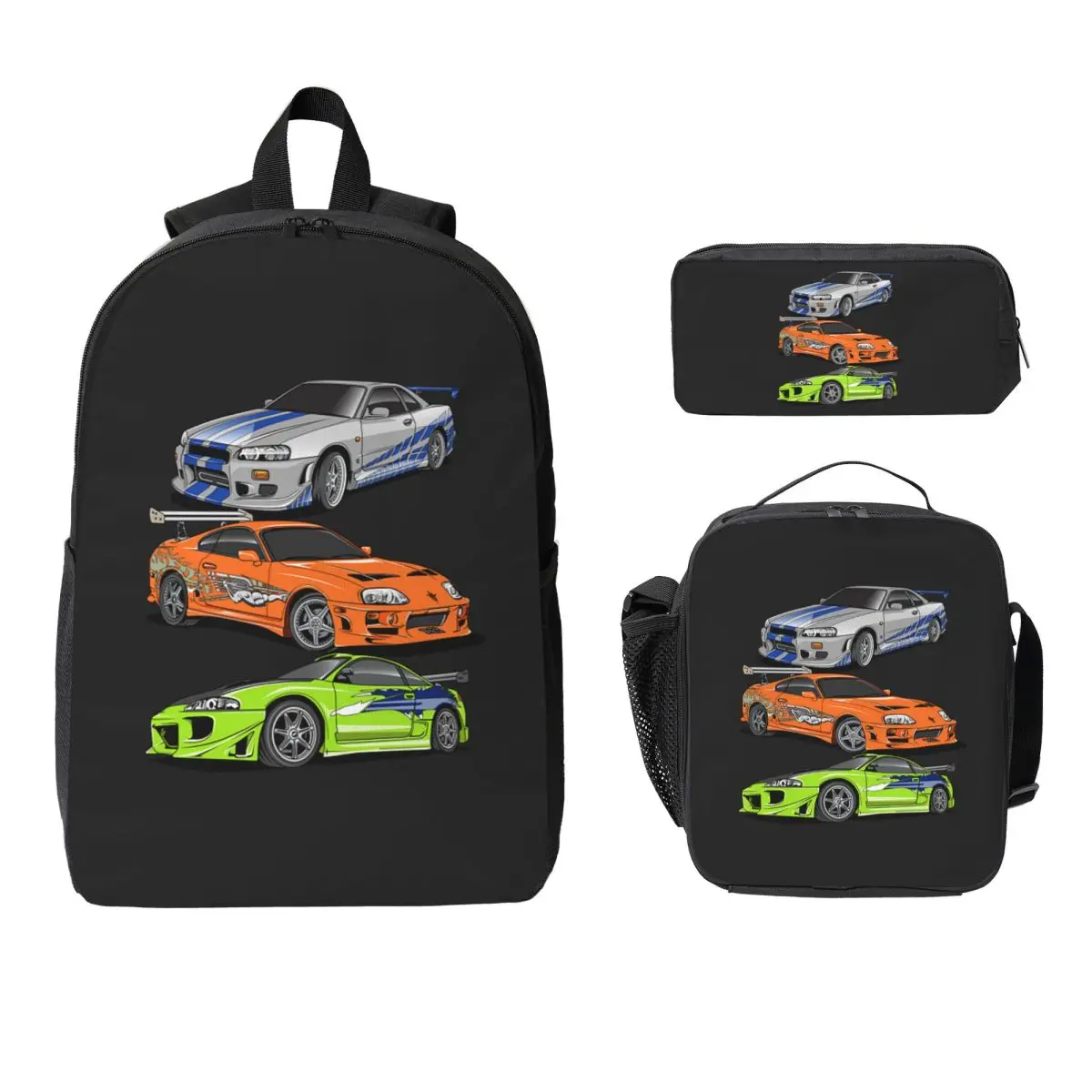 

Movie Fast And Furious Brian O'connor Backpack BookBag School Bag Computer Shoulder Bags 3ps Insulated Lunch Bag Pencil Case