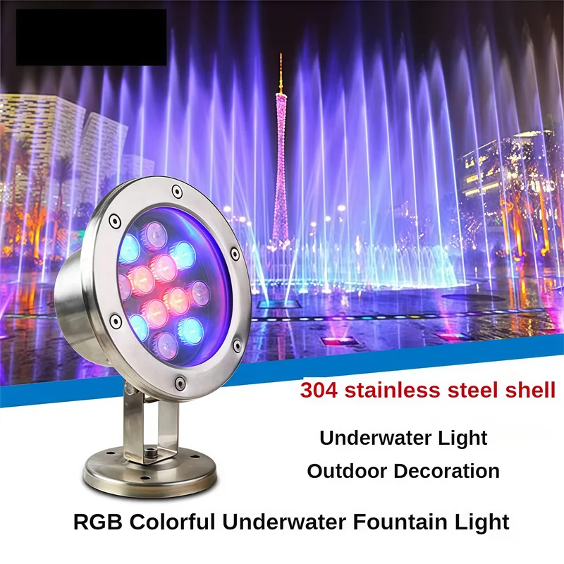 AC/DC24V RGB Waterfall Fountain Light 6/9/12/18/24W Outdoor Garden Landscape Pool Spotlight LED Underwater Lamp Aquarium Pond