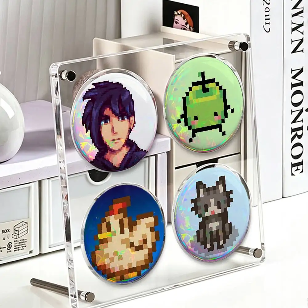 S-Stardew V-Valley Residents 25mm Badge 4-Piece Set Mini Pill Baji Kawaii Collectibles Creative Button Pin for Ita-Bag