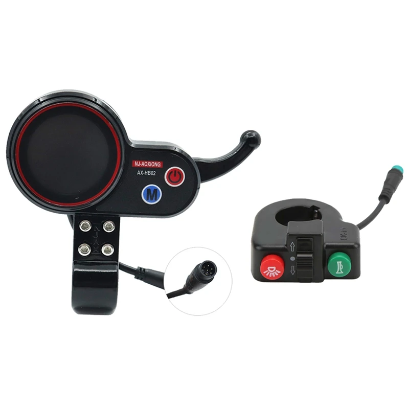 NJ-AOXIONG AX-HB02 Electric Scooter Dashboard Meter+Switch Button 36V 48V Adjustable 6PIN For Electric Scooter Spare Parts