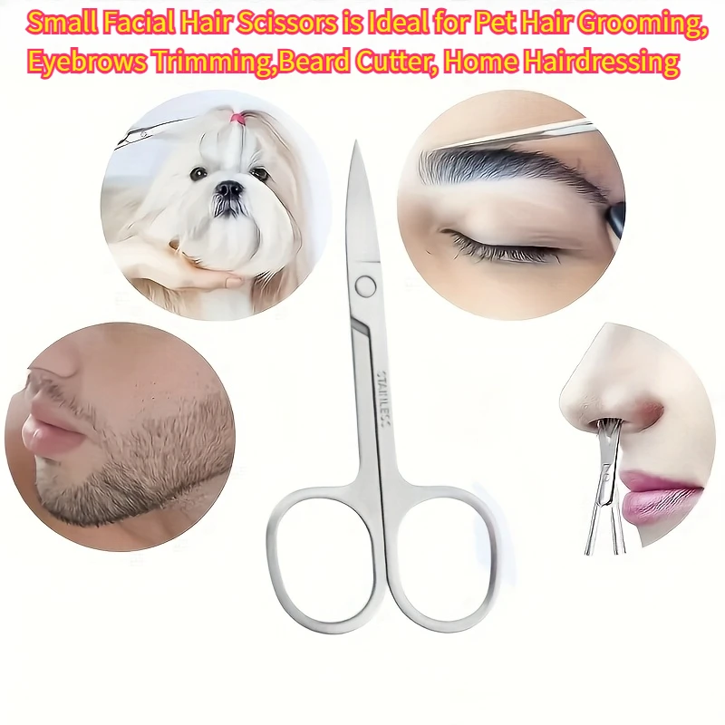 Professional Stainless Steel Eyebrow Scissors Sharp Blades for Precise Facial Hair Eyebrows Beard Nose Nail & Foot Manicure Tool