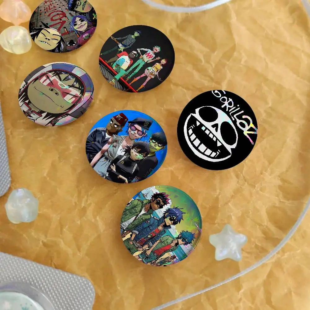 Cartoon Band G-Gorillazs For Badge Laser Holographic Custom Badge Image Metal Lapel Pin Brooch For Clothing Backpack Decorative