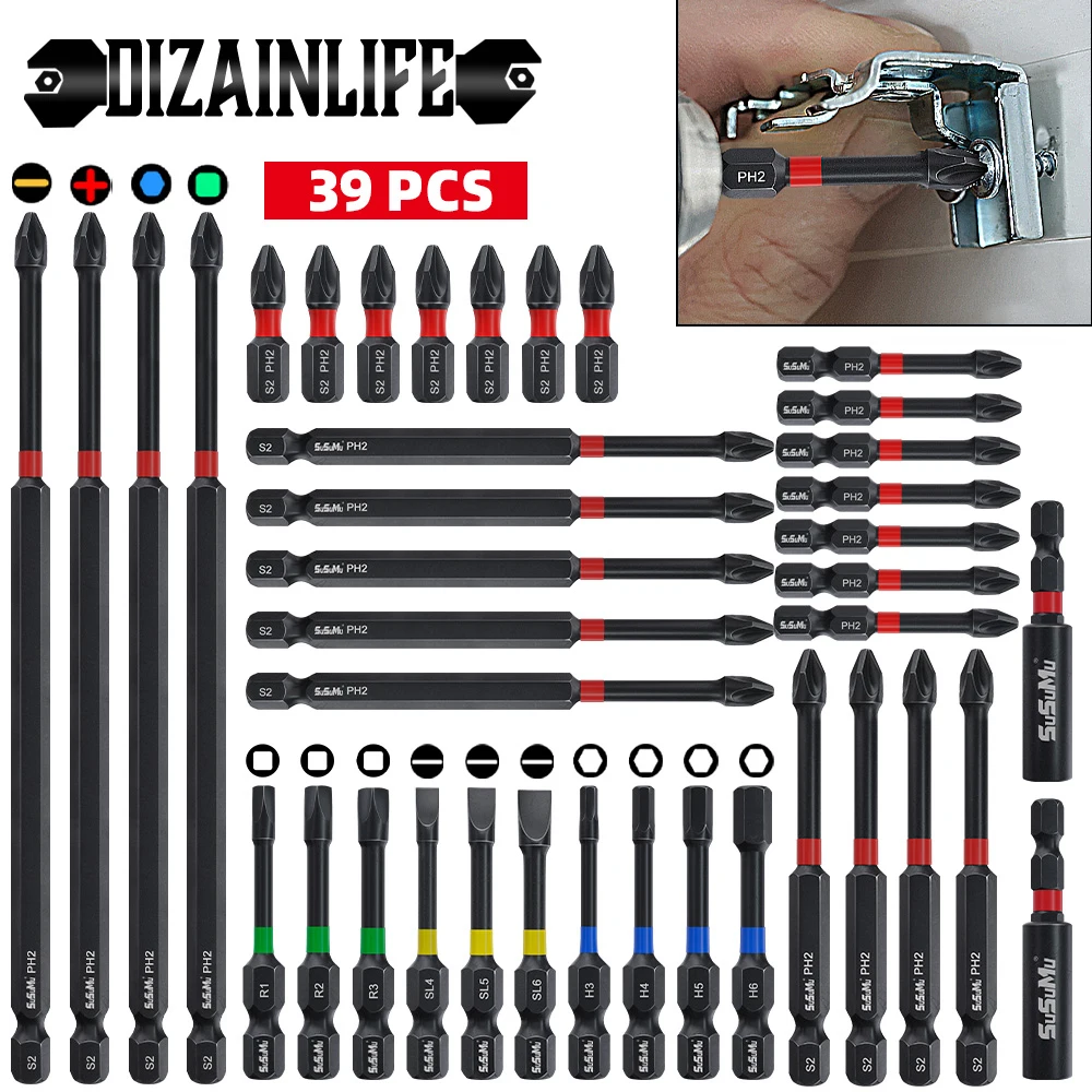 Screwdriver Bit Set Strong Torque Screwdriver Antirus Impact Driver Bit Set Non-slip Magnetic Batch Head Impact Screw Driver Bit