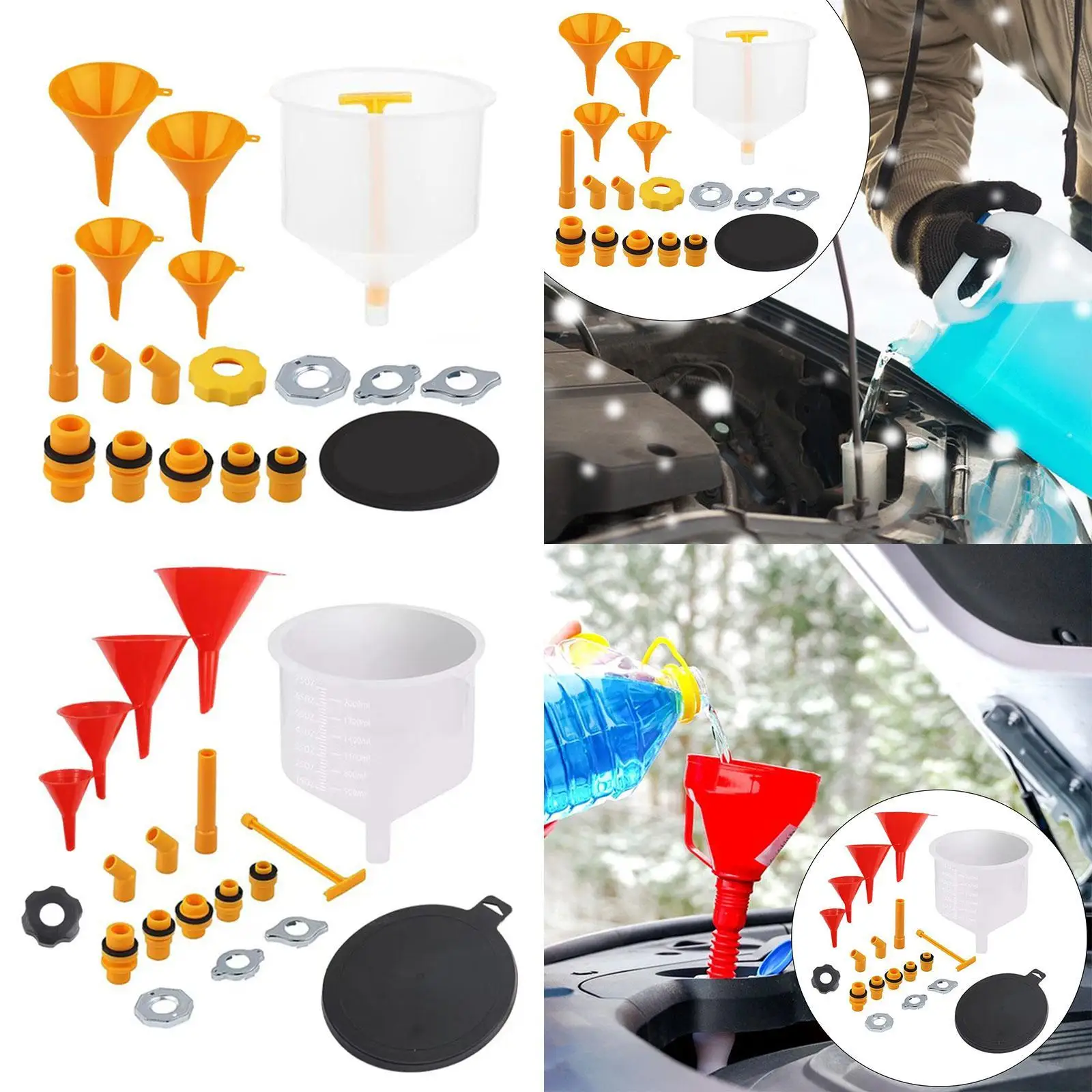 19 Pieces Generic Leakproof Coolant Funnel Set with Adapters Automobile Easy Installation Spillproof Radiator Bleeder Kit