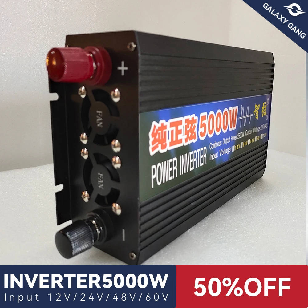 Inverter Power 5000W Pure Sine Wave Inverter Voltage DC 12V 24V 48V 60V To AC 110V 220VTransformer Converter Wind Solar Inverter