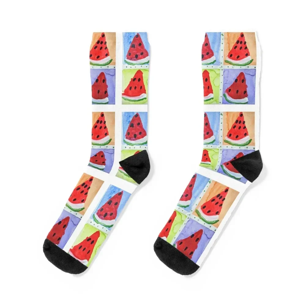 Watermelon, Warhol Style, Pop Art for Summer Lovers Socks sheer Run Socks For Men Women's