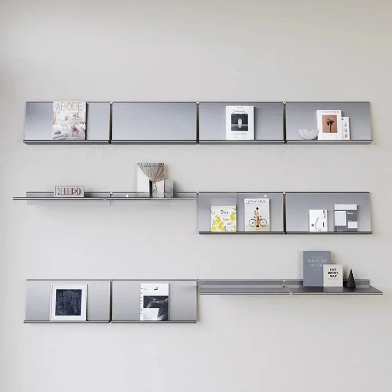 

Medieval stainless steel wall-mounted magazine rack, wall-mounted bookshelf, cosmetics storage and finishing, Lego display