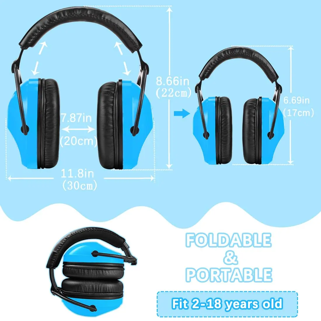 ZOHAN Kids Hearing Safety Ear Protectors Baby Soundproof Ear Muffs NRR 22dB Noise Canceling Ear Cover for autism Children 2 Pack