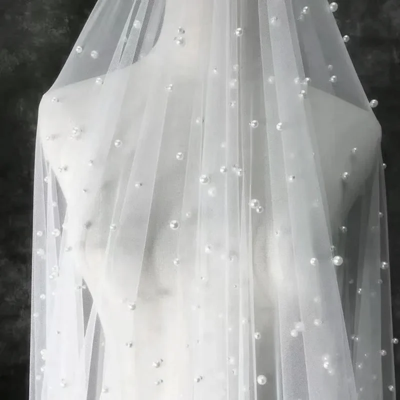 Beads Tulle Lace Fabric Dress Tulle Mesh Tablecloth Curtain Sew Accessories Pearls Beads Romantic