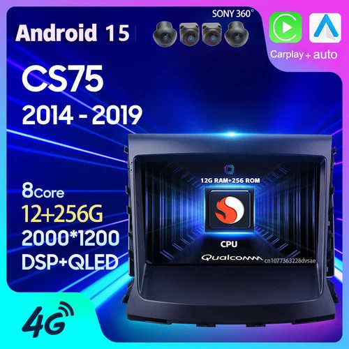 Android 15 Radio de coche DSP para Changan CS75 2014 2015 2016 2017 2018 2019 Carplay Auto GPS unidad principal reproductor BT 2 Din vídeo estéreo