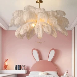 Lampada a sospensione in piuma di struzzo bianca nordica moderna lampadario a Led per soggiorno sala da pranzo decorazione per bambini lampada Hanghing