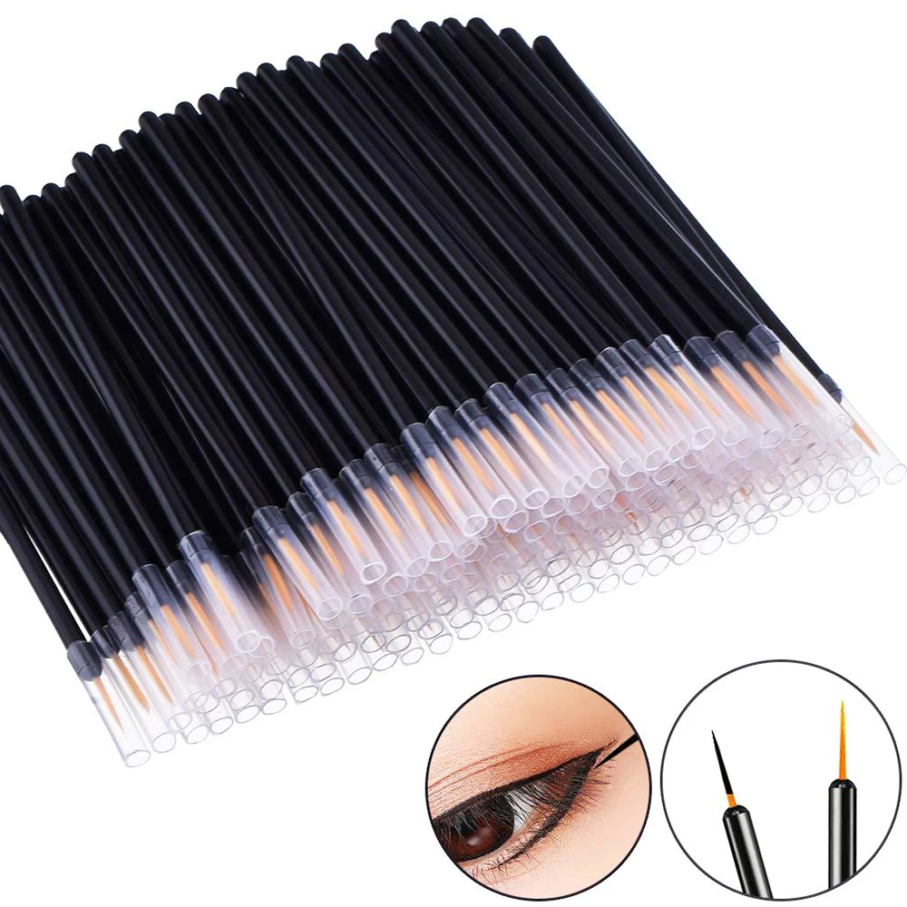 50/100 Stuks Eyeliner Borstels Wimper Oogschaduw Applicator Lip Borstel Kits Voor Nail Art Schilderen Pen Tool Eye Lash Wands accessoires